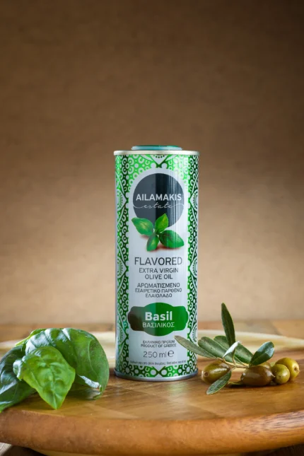 Alyvuogių aliejus Ailamakis su baziliku 250 ml